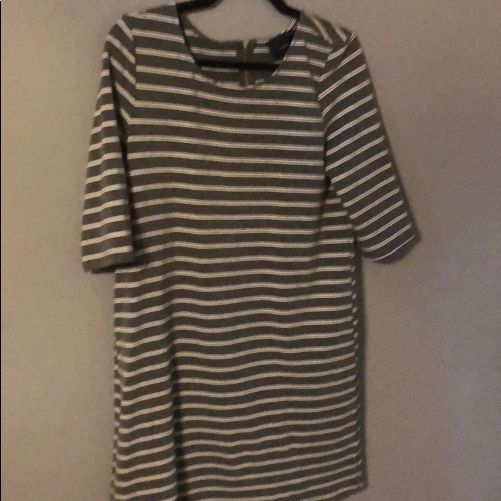 Gray and white stripe dress